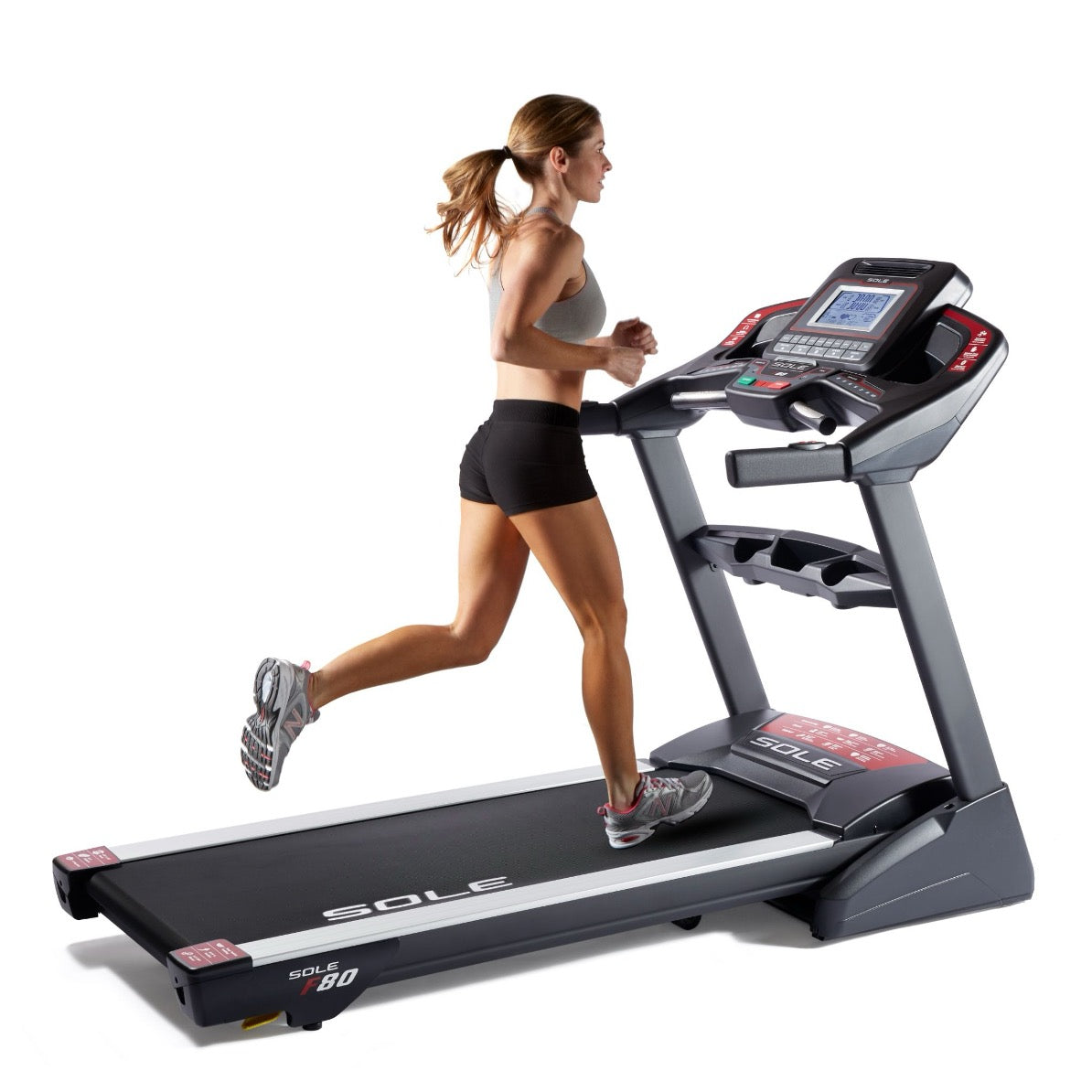 A person running on a SOLE Fitness treadmill