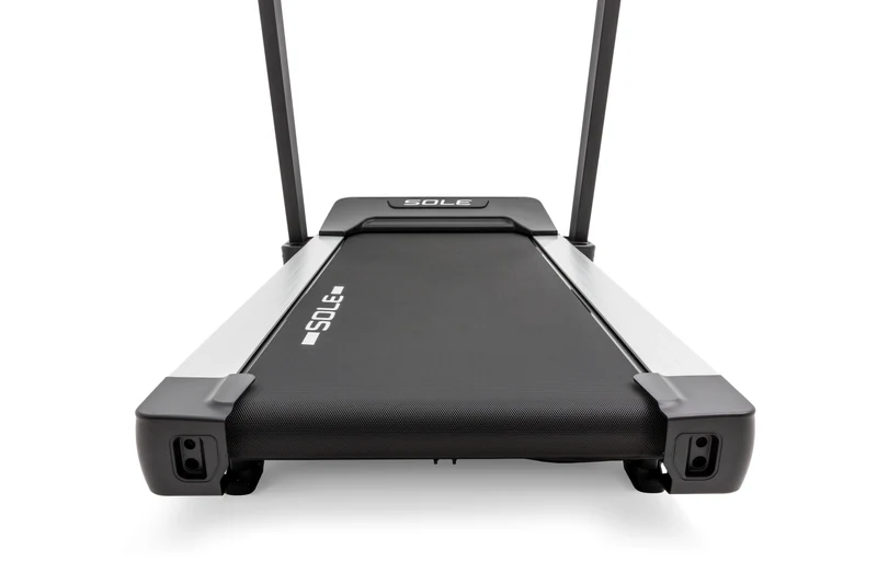 Rear view of SOLE TT8 treadmill’s running deck, showcasing wide and sturdy design for comfortable and safe workouts.