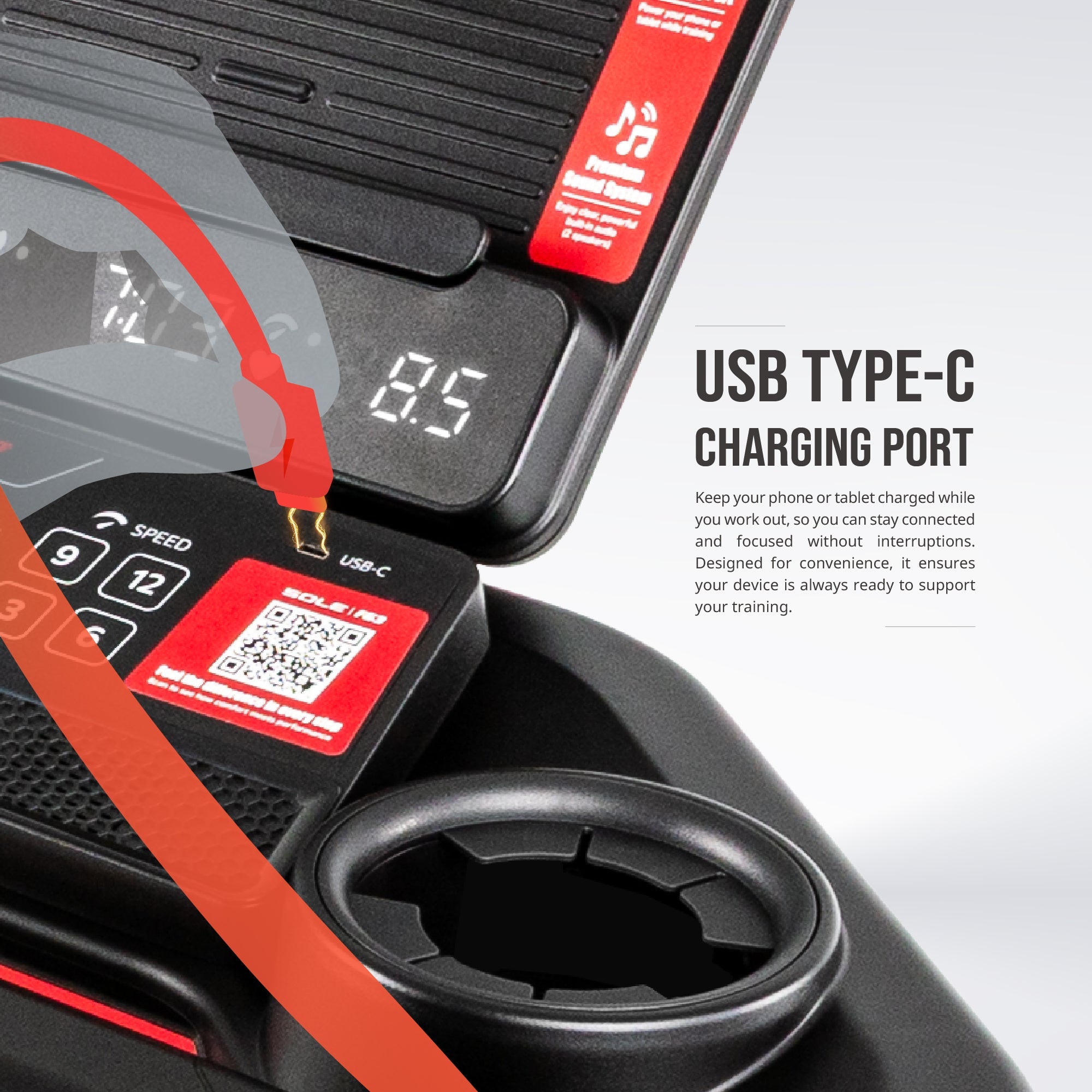 SOLE F63 Treadmill feature infographic