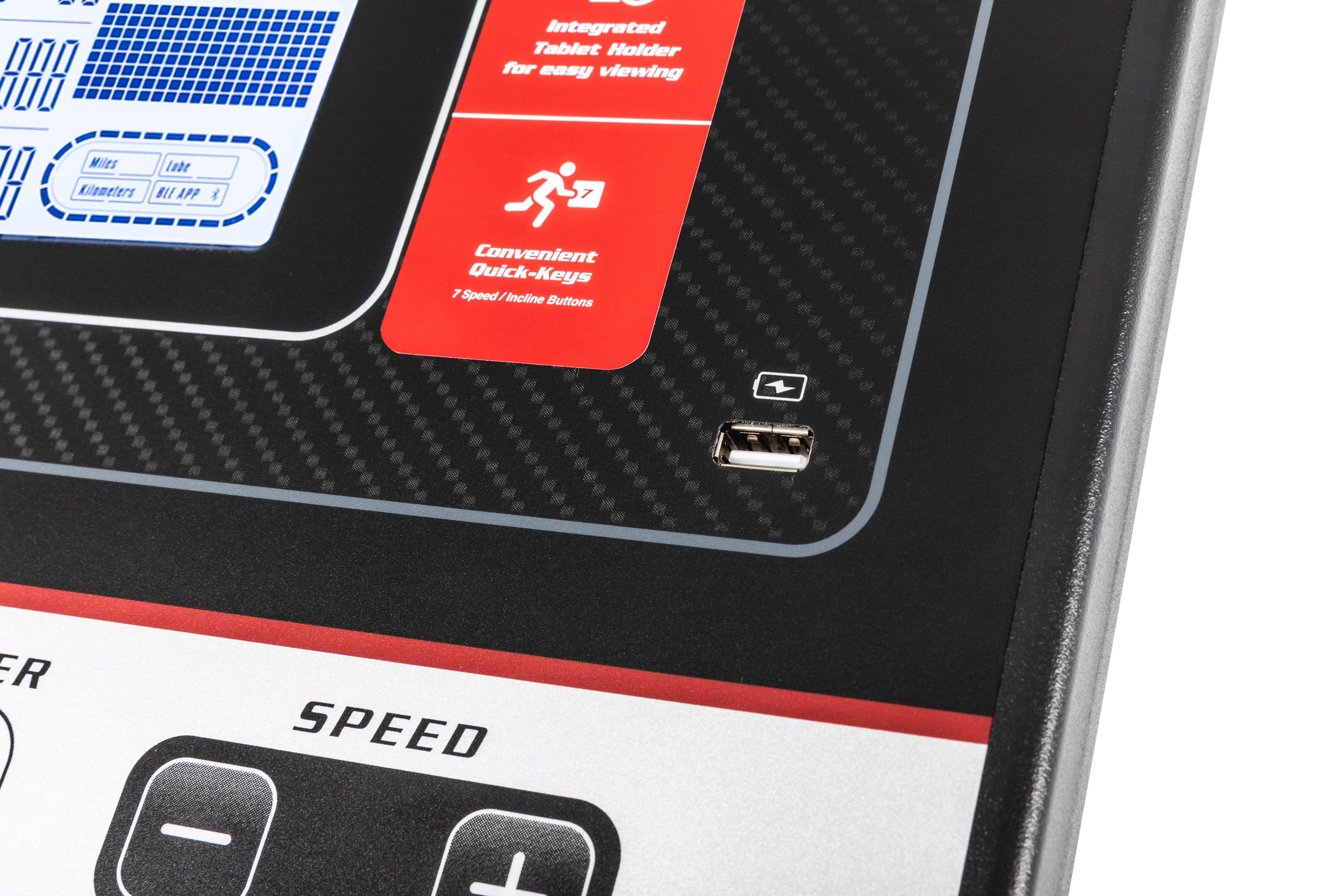 Sole F63 Treadmill USB charging port.