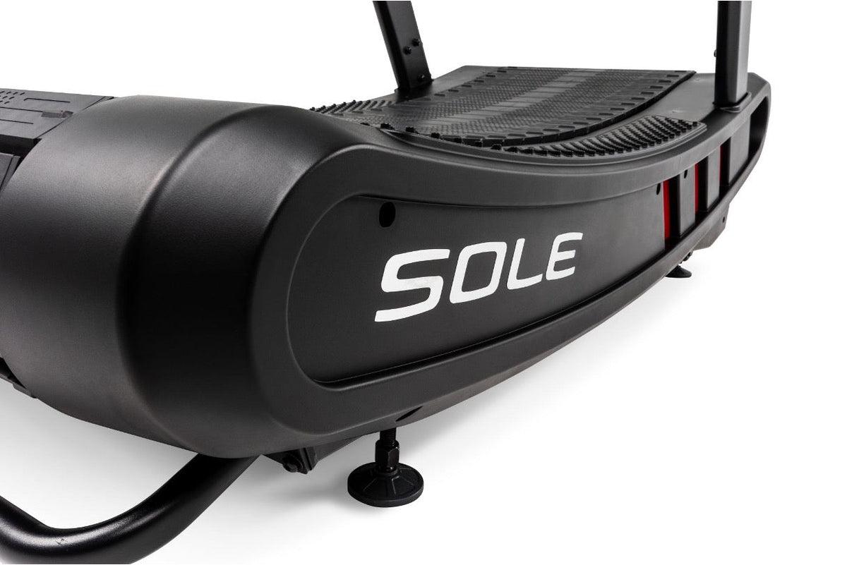 Closeup of the SOLE C80 curved manual treadmill