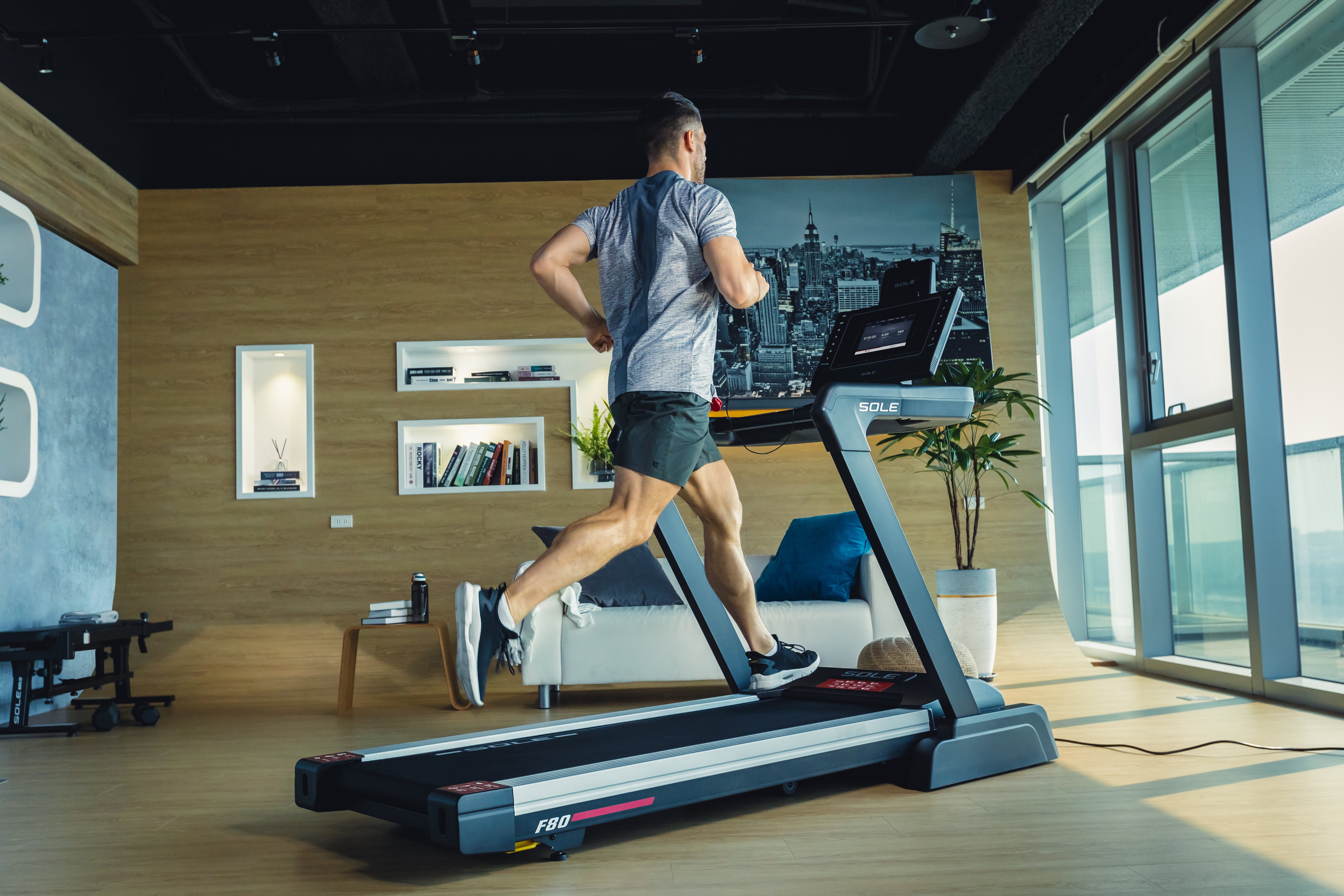 a man running on a treadmill