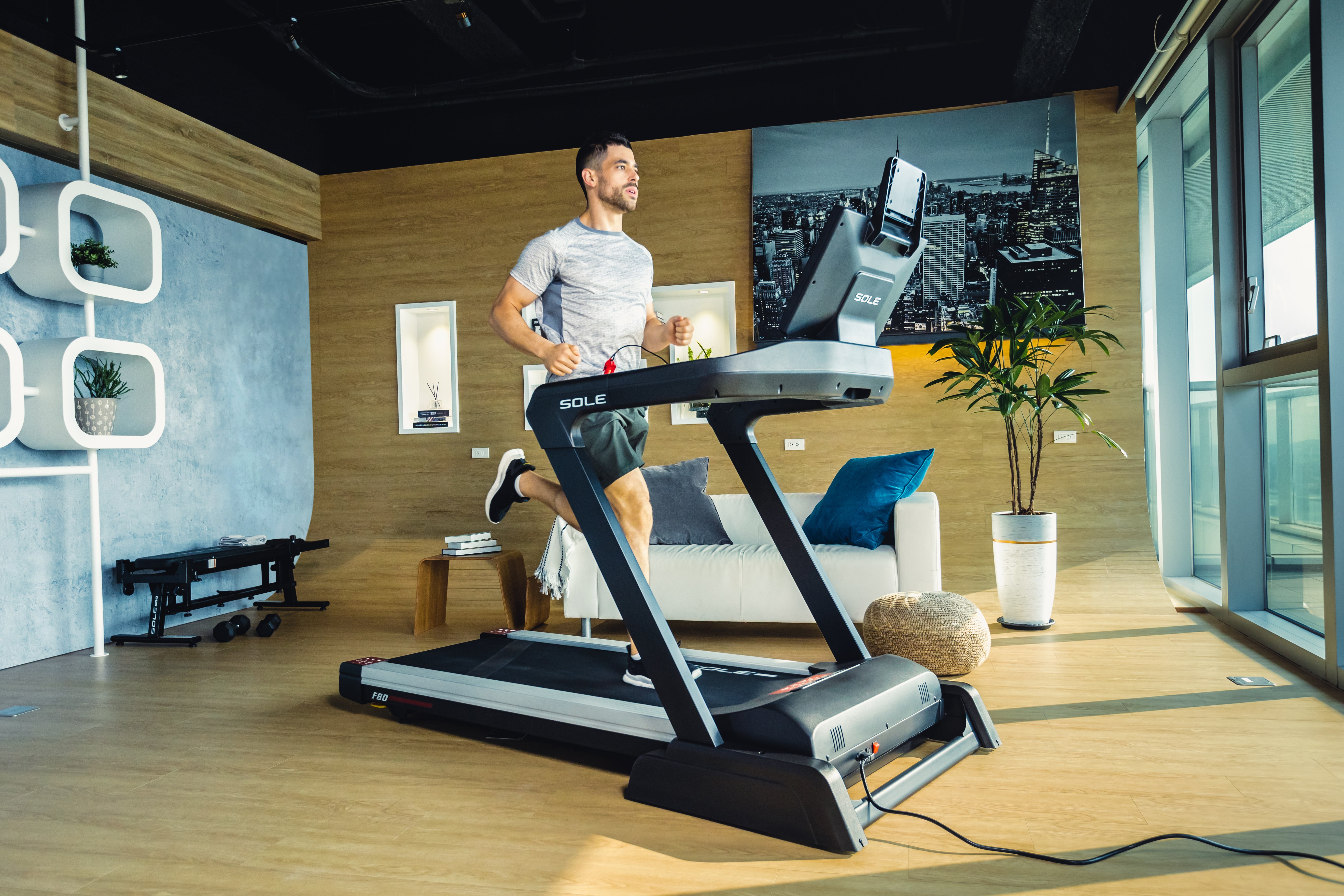 a man running on a treadmill