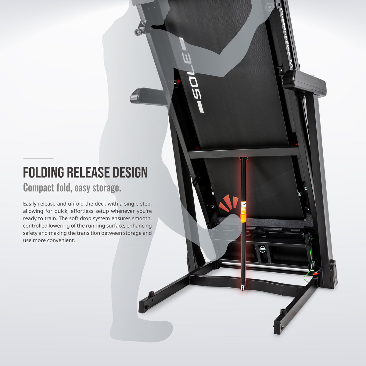 SOLE F63 Treadmill feature and specification infographic