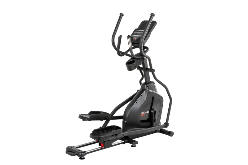 SOLE E20 elliptical, three-quarter studio view from the front left