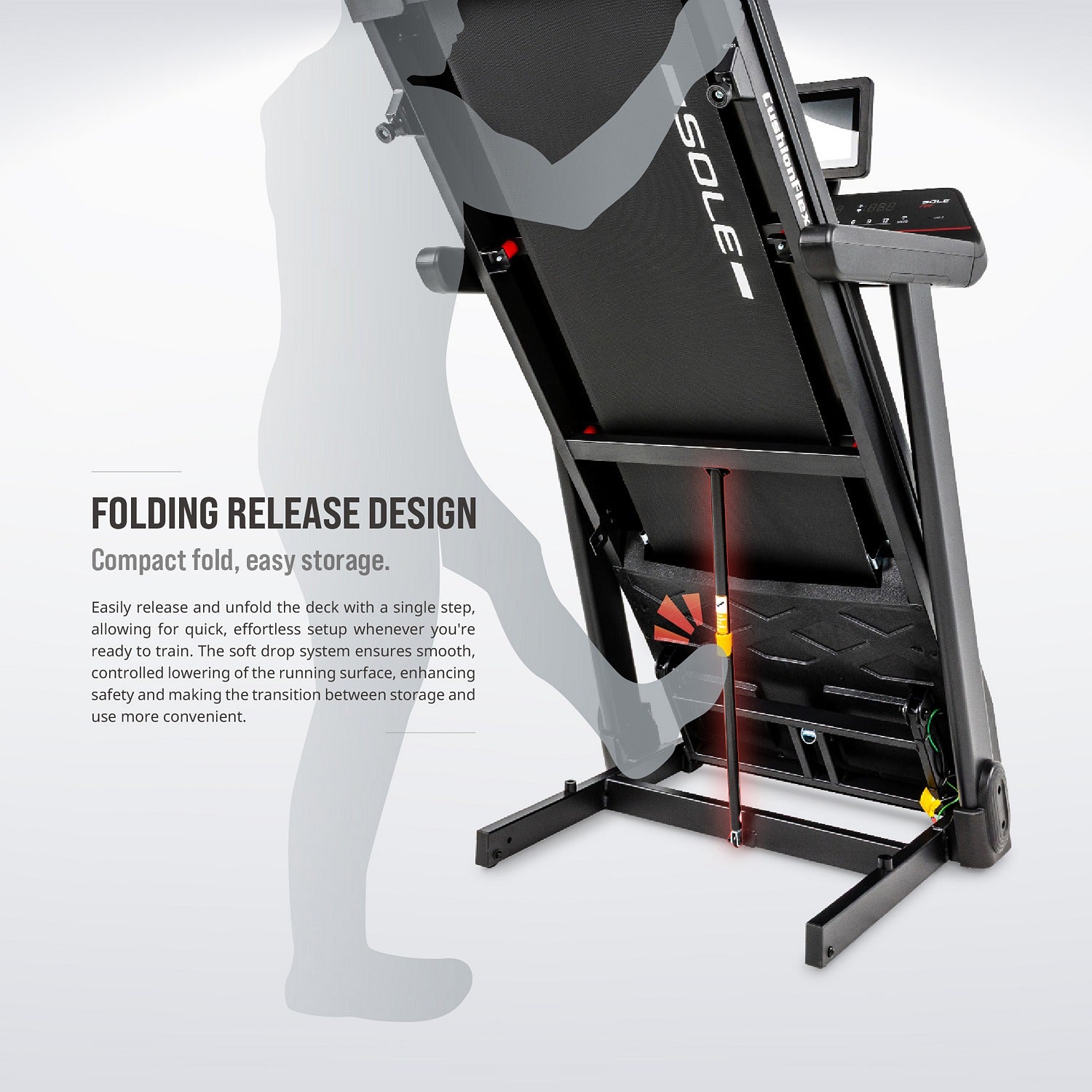 Folding release design with a soft-drop system — compact fold and easy, controlled storage.