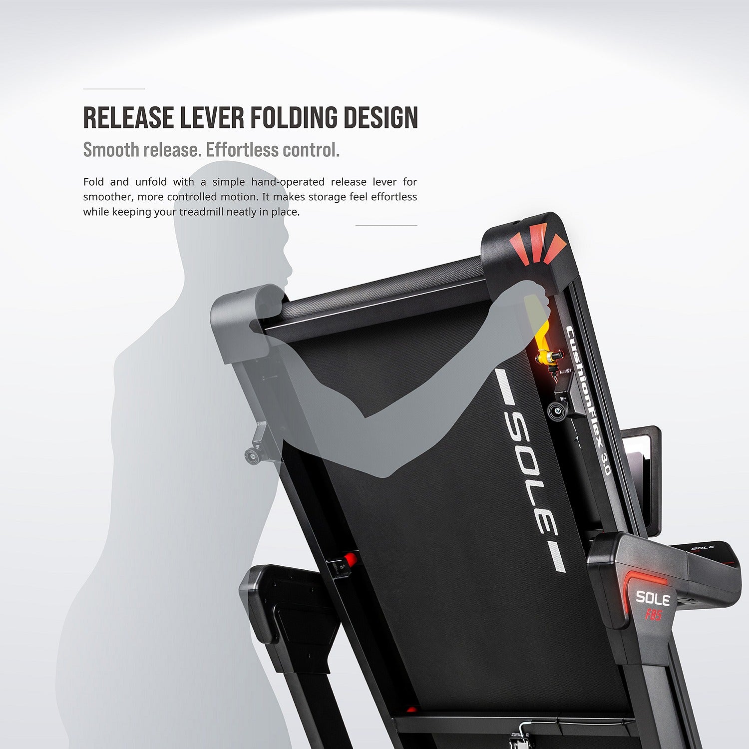 Release-lever folding design — fold and unfold with a simple hand-operated lever for smooth, controlled, effortless storage.