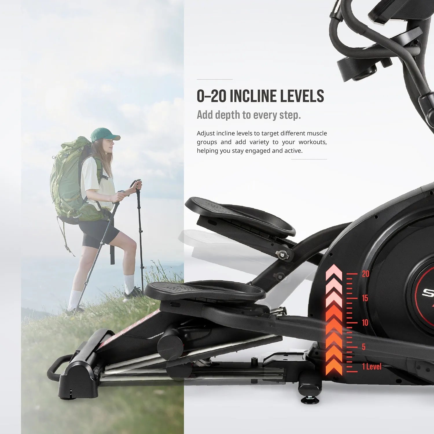 0 to 20 incline levels — adjust incline to target different muscle groups and add variety to your workouts.
